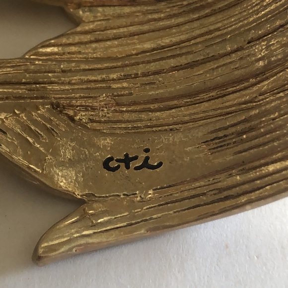 CTI Gold Tone Rhinestone Leaf Style Boho Cuff Bracelet - Picture 4 of 5